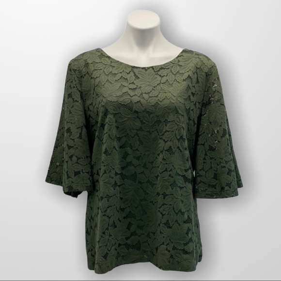 Banana Republic Tops - NWT BANANA REPUBLIC Green Lace Blouse sz XL